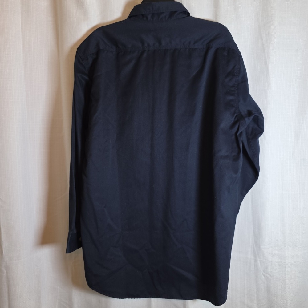 Carhartt Work Shirt Men's L Tall Navy Blue Button-Up Long Sleeve 2 Pocket S78 - Picture 4 of 8
